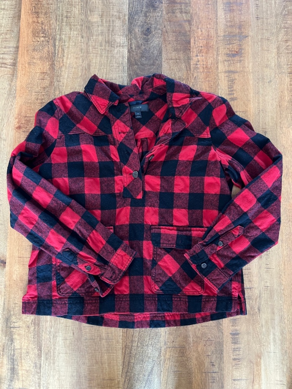J. Crew Red and Black Plaid Button-Up Shirt